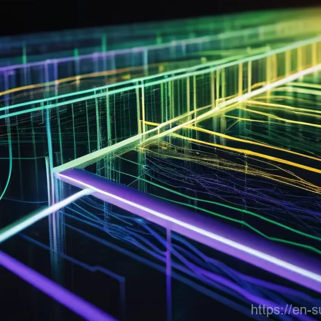 AI 추천 시스템에서의 데이터 통합 기법 - A vibrant, futuristic digital tapestry being woven by ethereal light beams. Each beam represents a d...