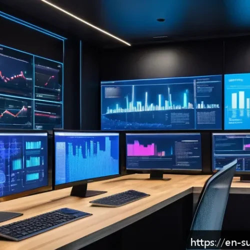 Home 17 AI 추천 시스템에서의 상관관계 분석 - A modern data scientist’s workspace featuring multiple transparent digital screens displaying colorf...